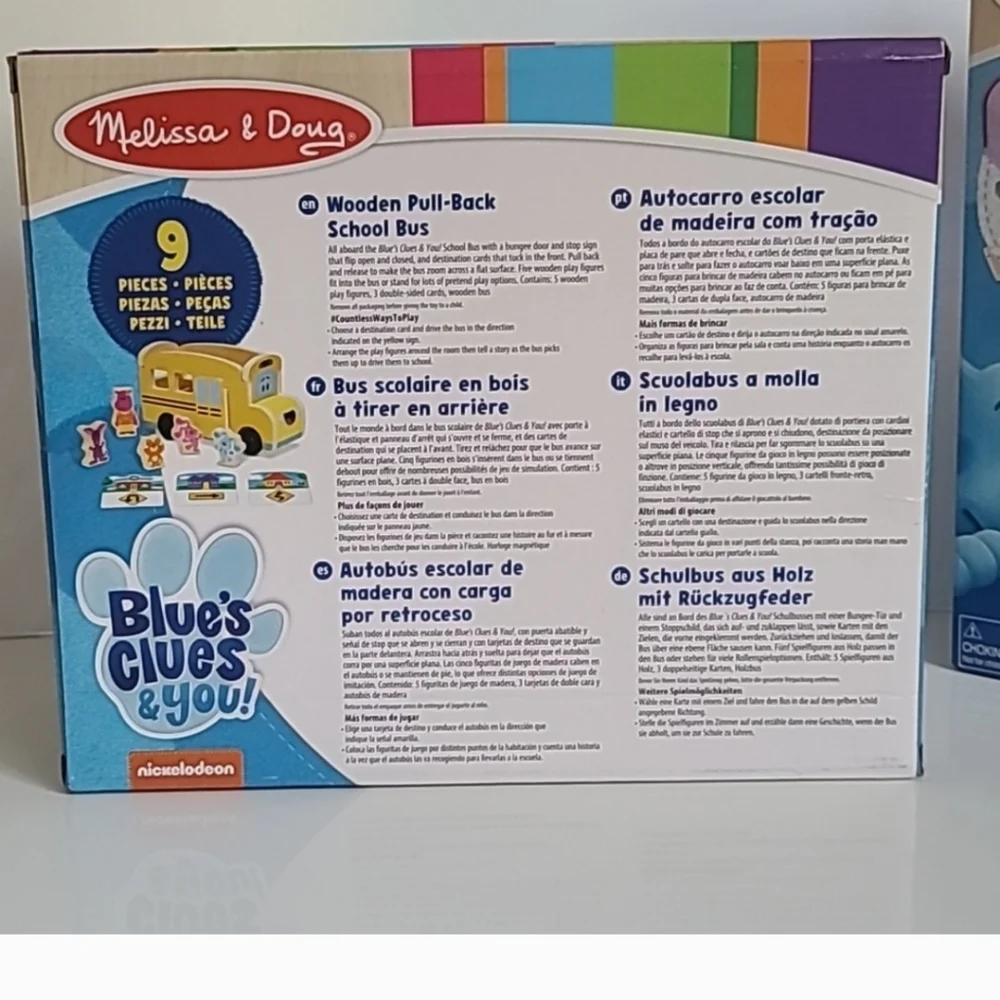 Melissa Dough Blues Clues Wooden Yellow School Bus Kids Toy
